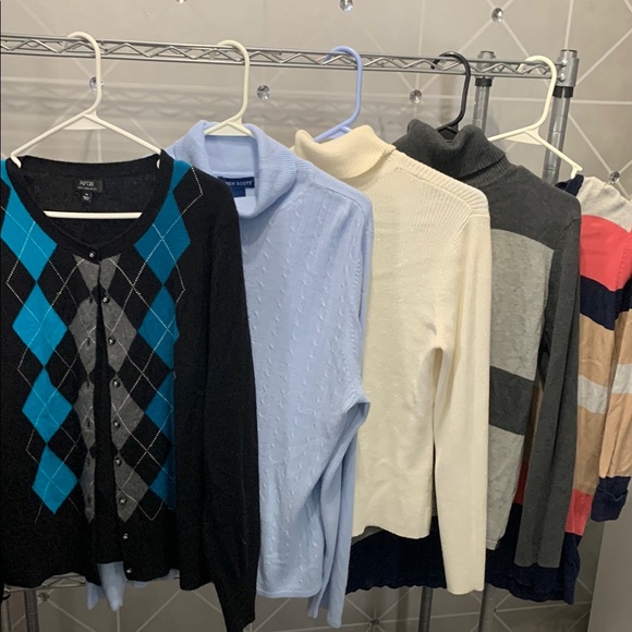 Apt. 9 Sweaters - Apt. 9 Black and Blue Argyle Cardigan Sweater + 4 More